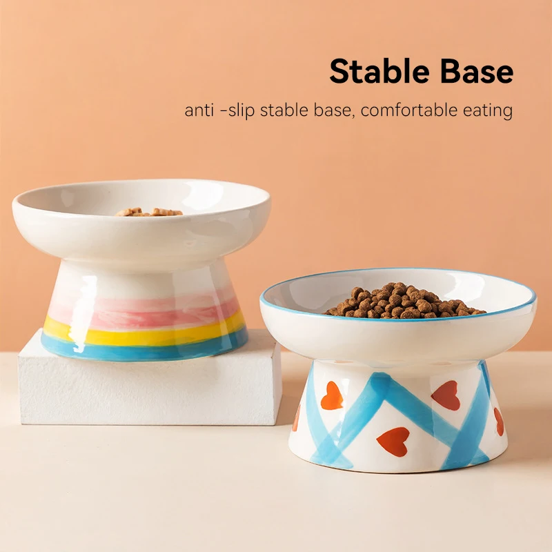 Cat Elevated Ceramic Bowl Pet  - Food Snacks Drinks 评论和价格