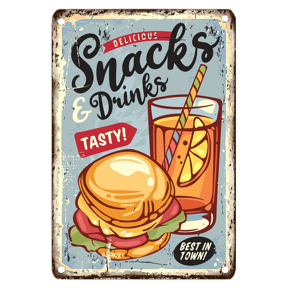 Vintage Food Metal Sign, 12x8  - Food Snacks Drinks 评论和价格